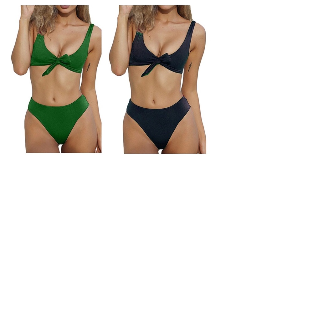High cut thong cheeky high waist knot bikini set - Picture 7 of 8